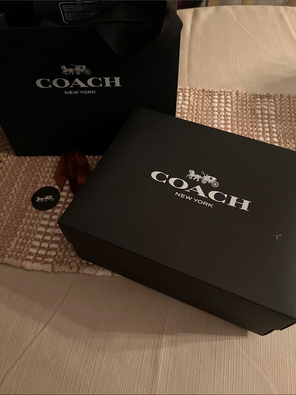 Coach Black Gift Box and Shopping Bag Set